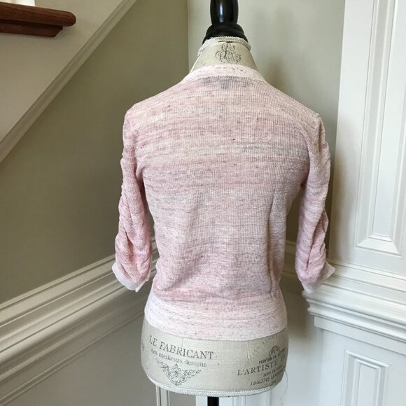 Veronica Beard Celia Sweater Womens Small Pink Crew Neck 3/4 Sleeve Linen Blend - Picture 12 of 13